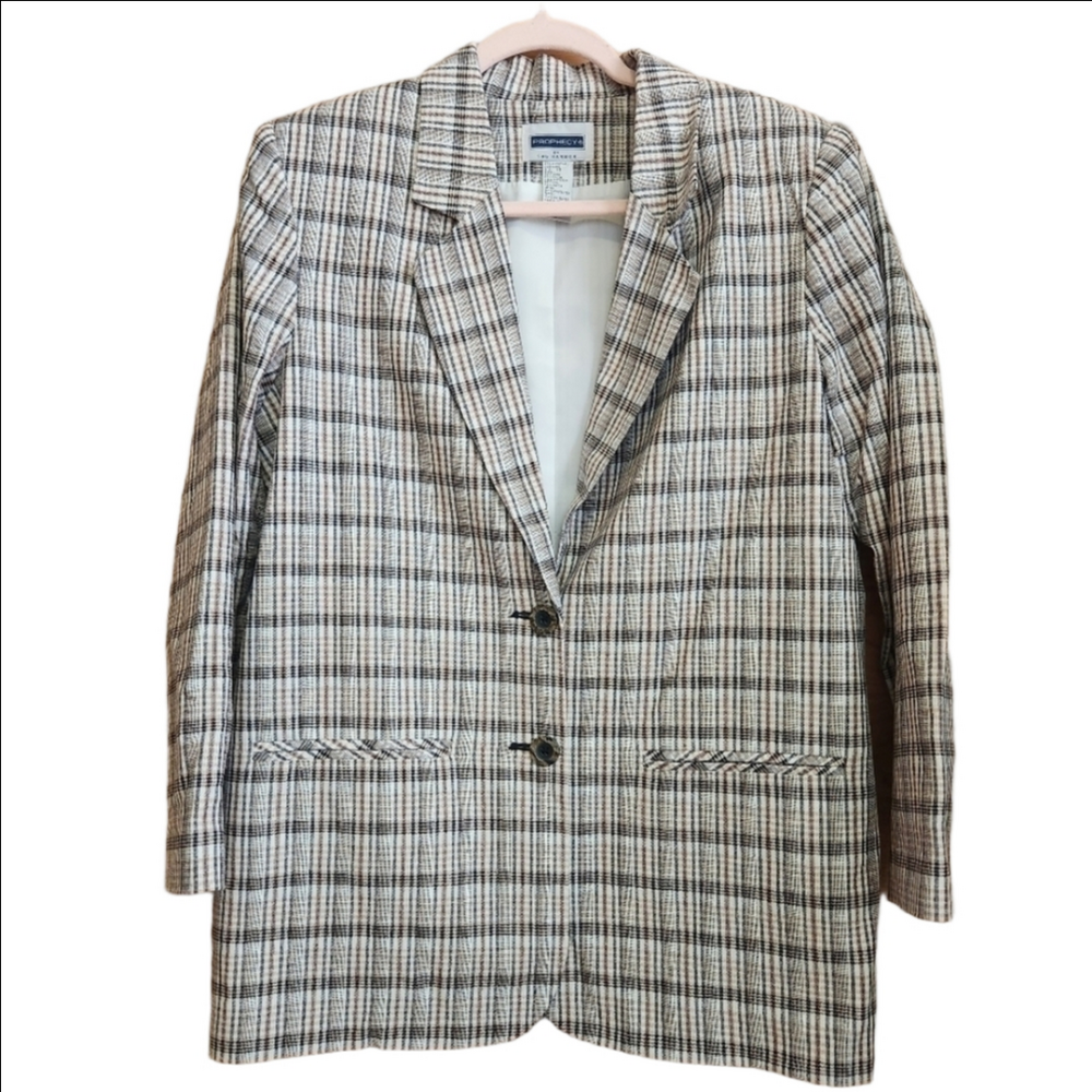 VINTAGE PROPHESY LIGHTWEIGHT NEUTRAL BOYFRIEND SILHOUETTE BLAZER 10 - NWOT